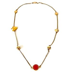MARC BY MARC JACOBS Petal to the metal Free-bird Gold & Red Bib Necklace